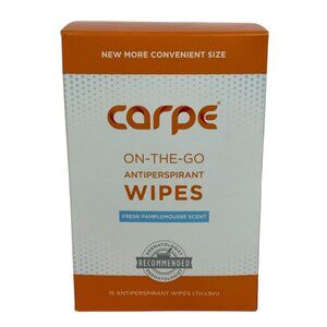 Carpe On-The-Go Antiperspirant Wipes Pamplemousse Grapefruit Scent 15 Pack
